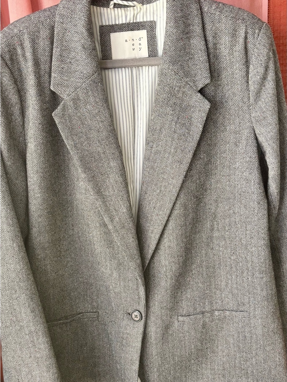 a new day Grey Herringbone Single-Button Blazer